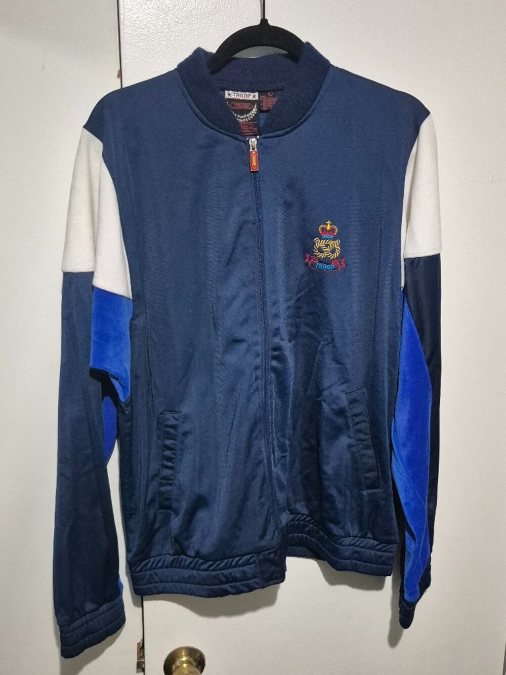 Vintage Troop Track Jacket Men's L Embroidered Crest Colorblock 90s